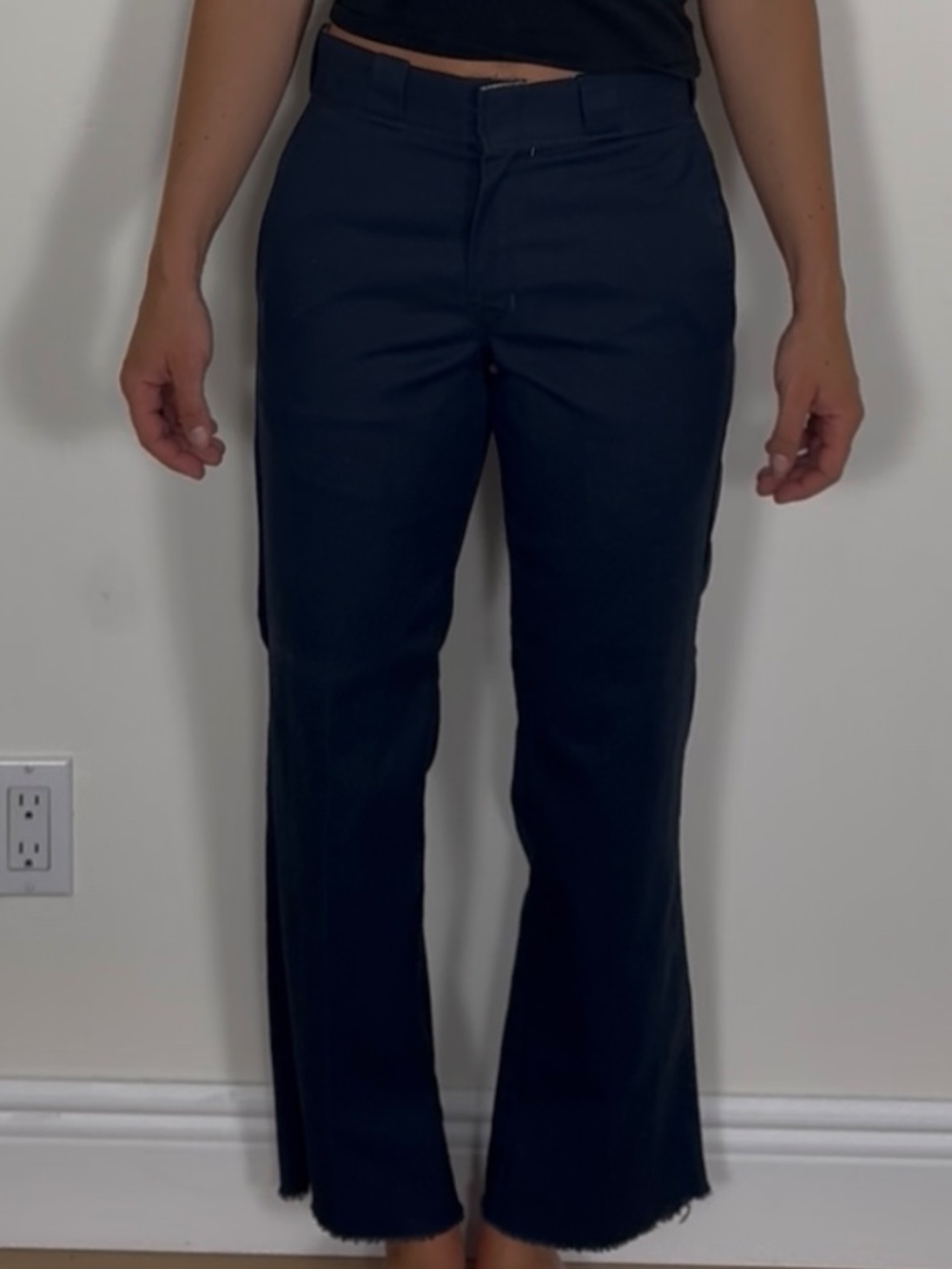 Dickies 874 Original Fit Navy Work Pants Raw Hem Cropped Straight Leg
